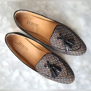 J. CREW Charlie Medallion Jacquard Tassle Loafers sz 6.5